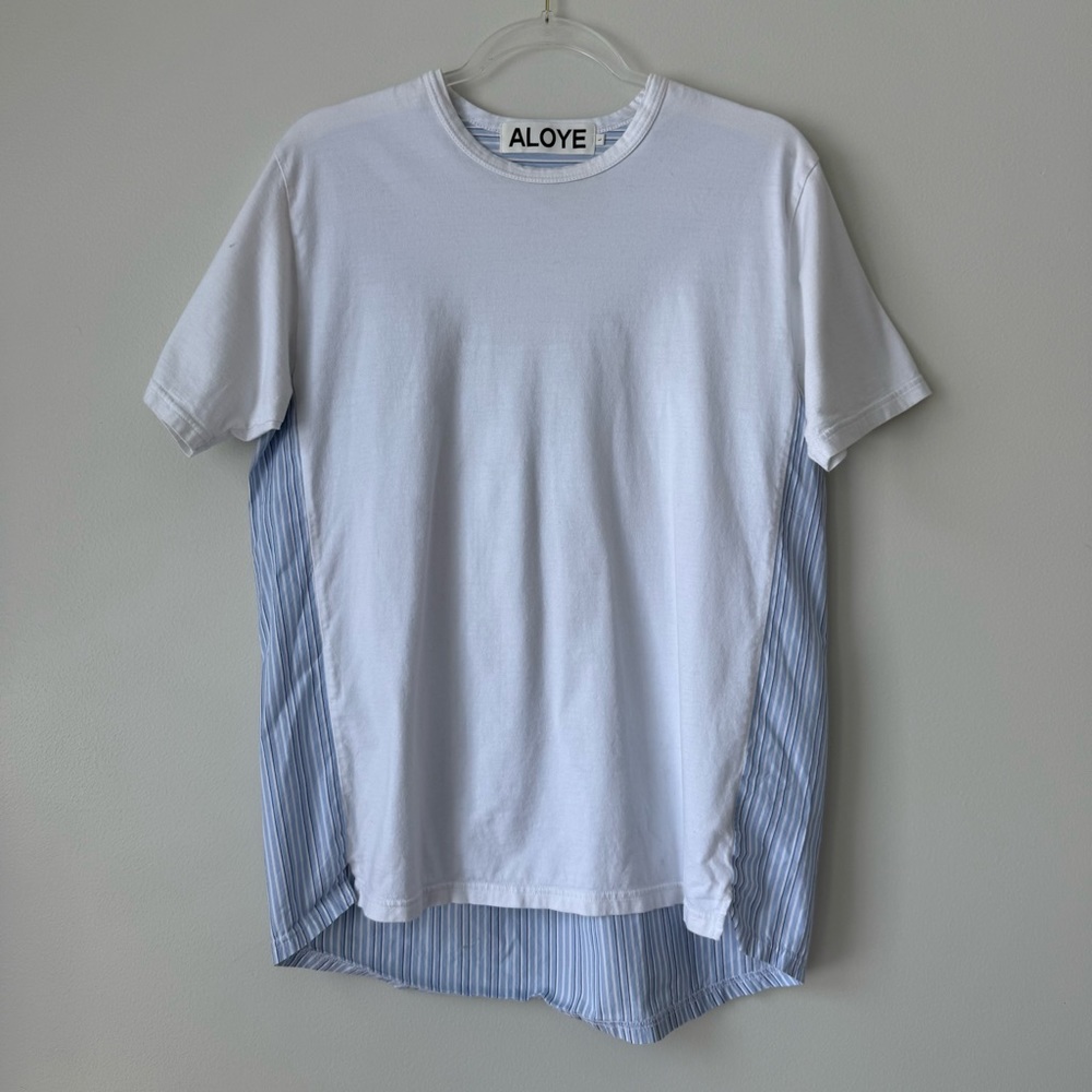 ALOYE‎ T-shirt Sz L Blue White
